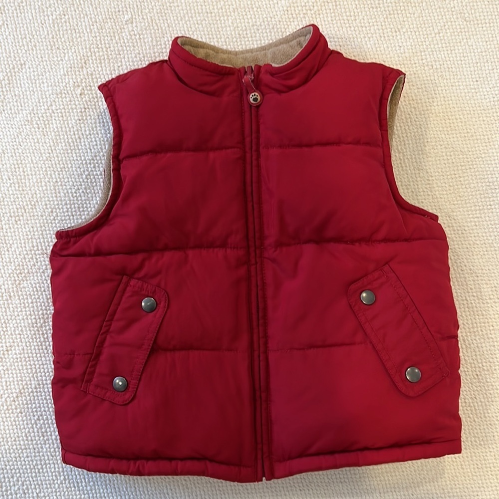 Janie and Jack Boys Reversible Red Puffer Vest - Picture 4 of 4